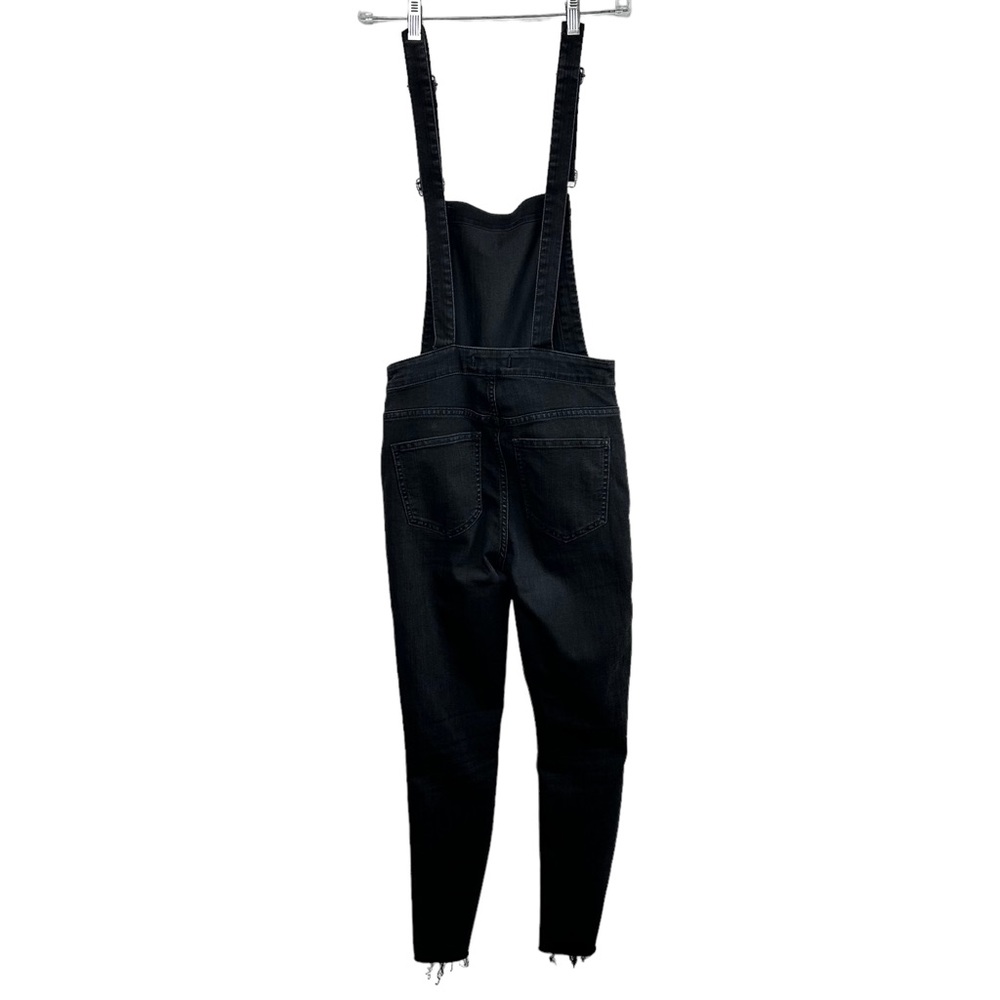 Madewell Skinny Overalls in Black Lunar Wash XS High Rise Raw Hem Stretch Bibs - Picture 10 of 13